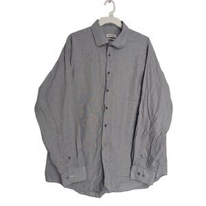 Calvin Klein Regular Fit Long Sleeve Grey Dress Shirt Cotton Men's 17.5- 34/35